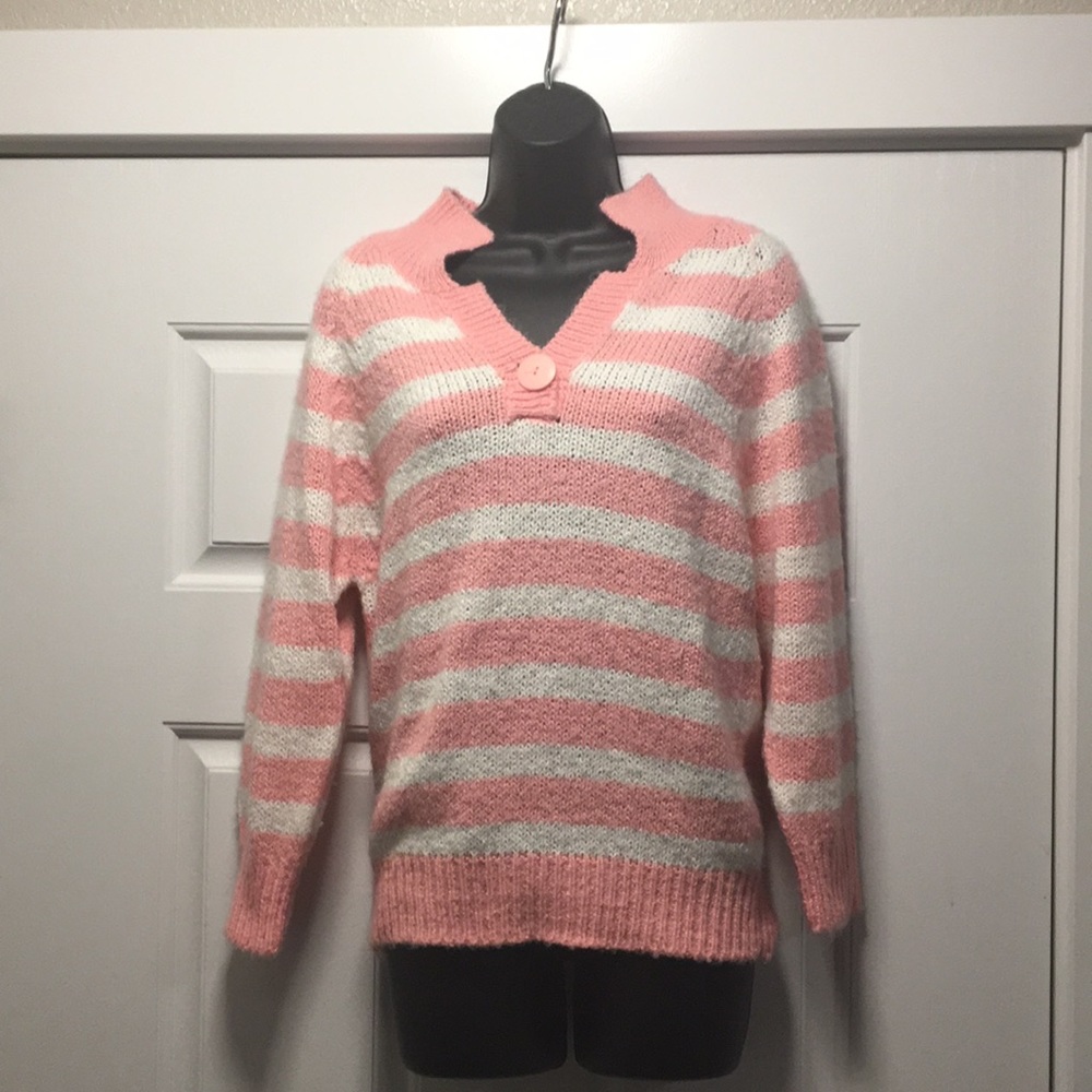 Pink and white striped sweater